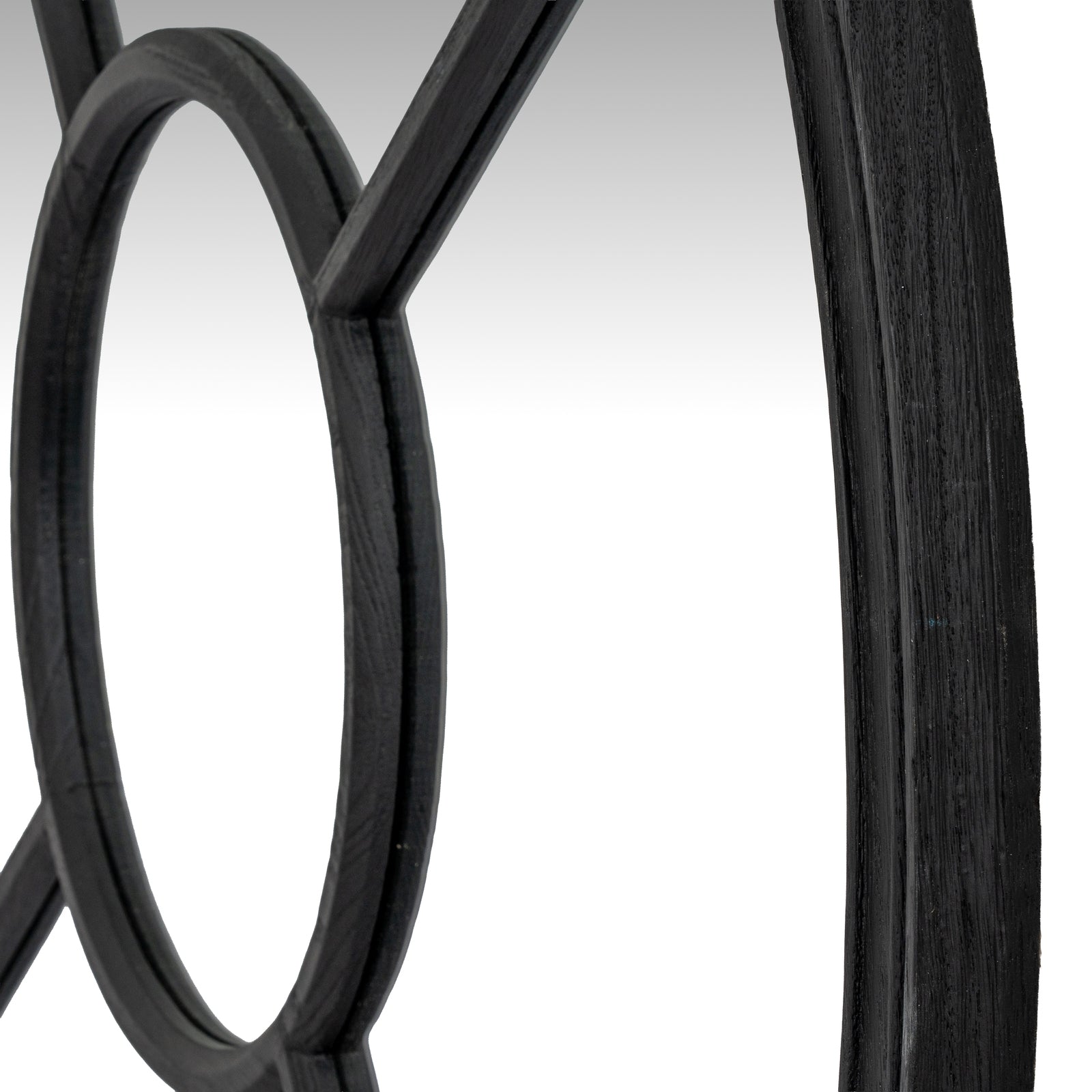 Black Wood Round Window Mirror detail – IOVEM