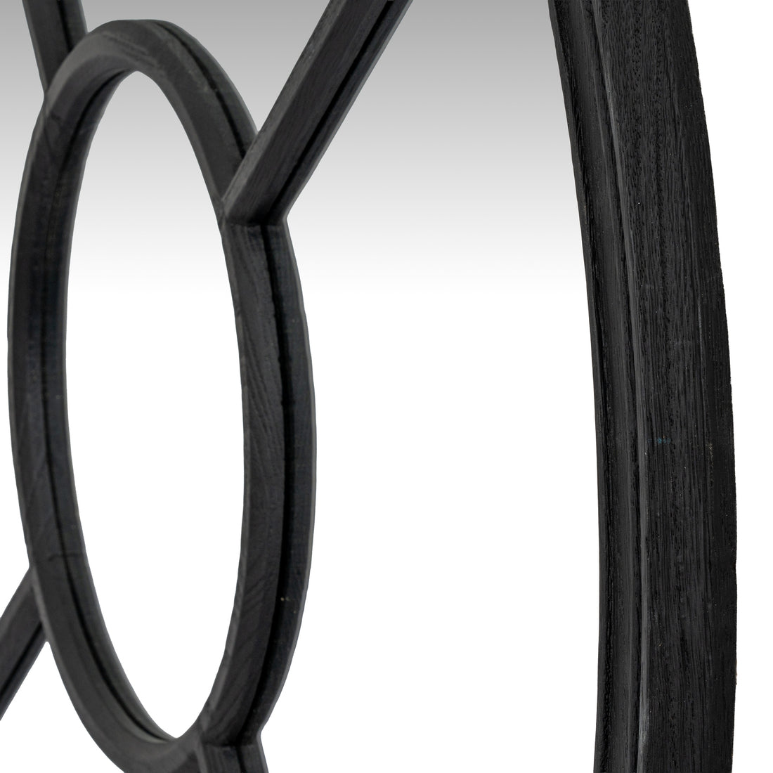 Black Wood Round Window Mirror detail – IOVEM