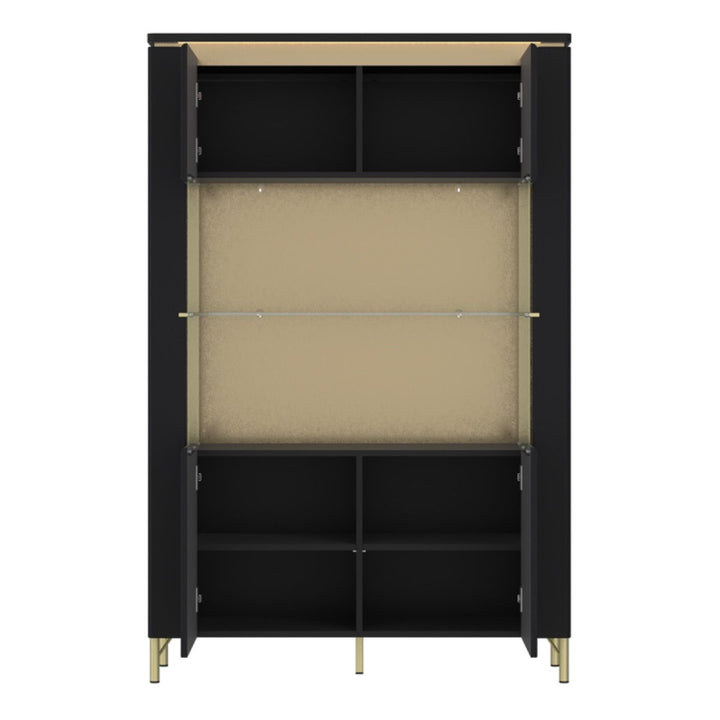 Genoa Vitrin 2 Door in Black Matt/Gold