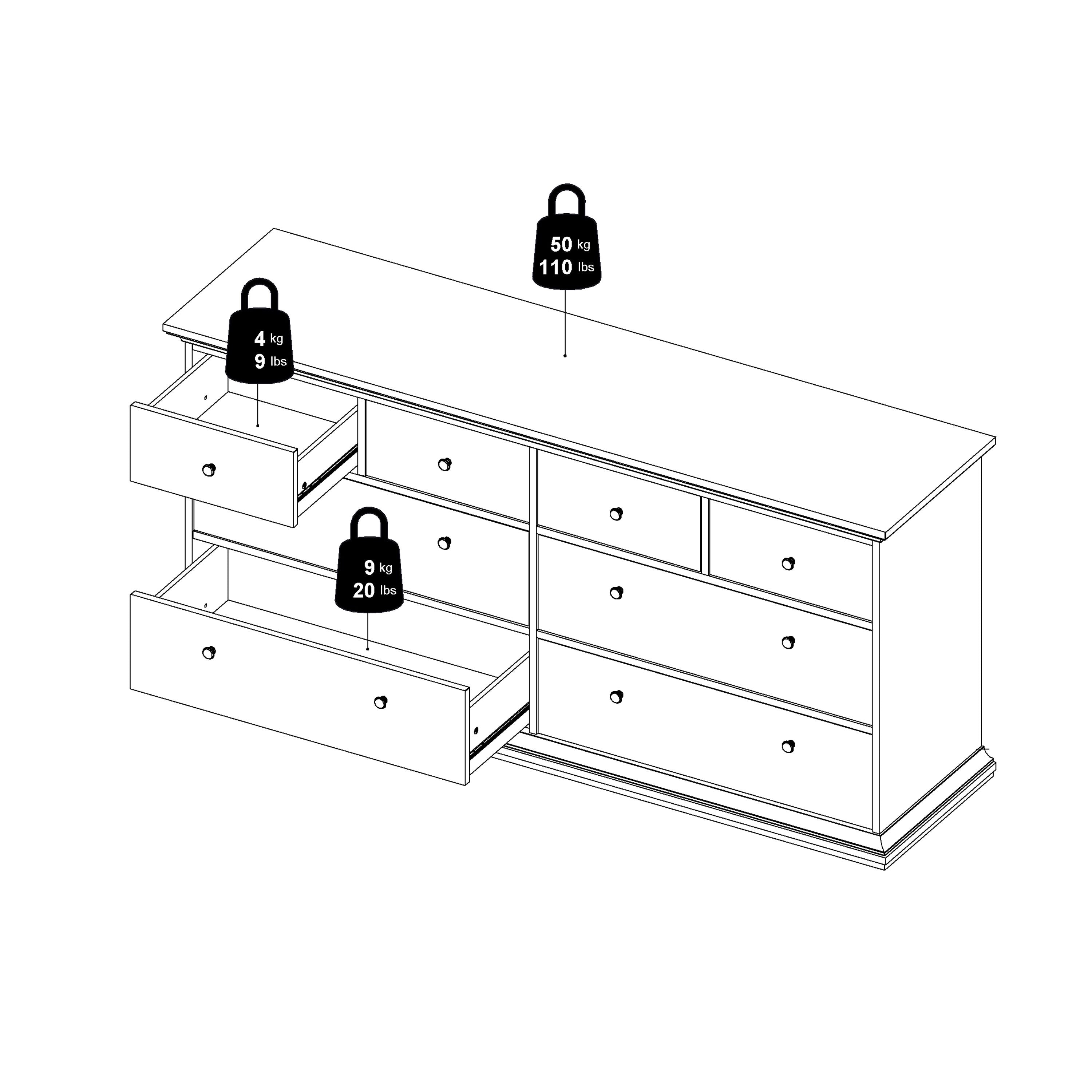 Paris Chest of 8 Drawers in White