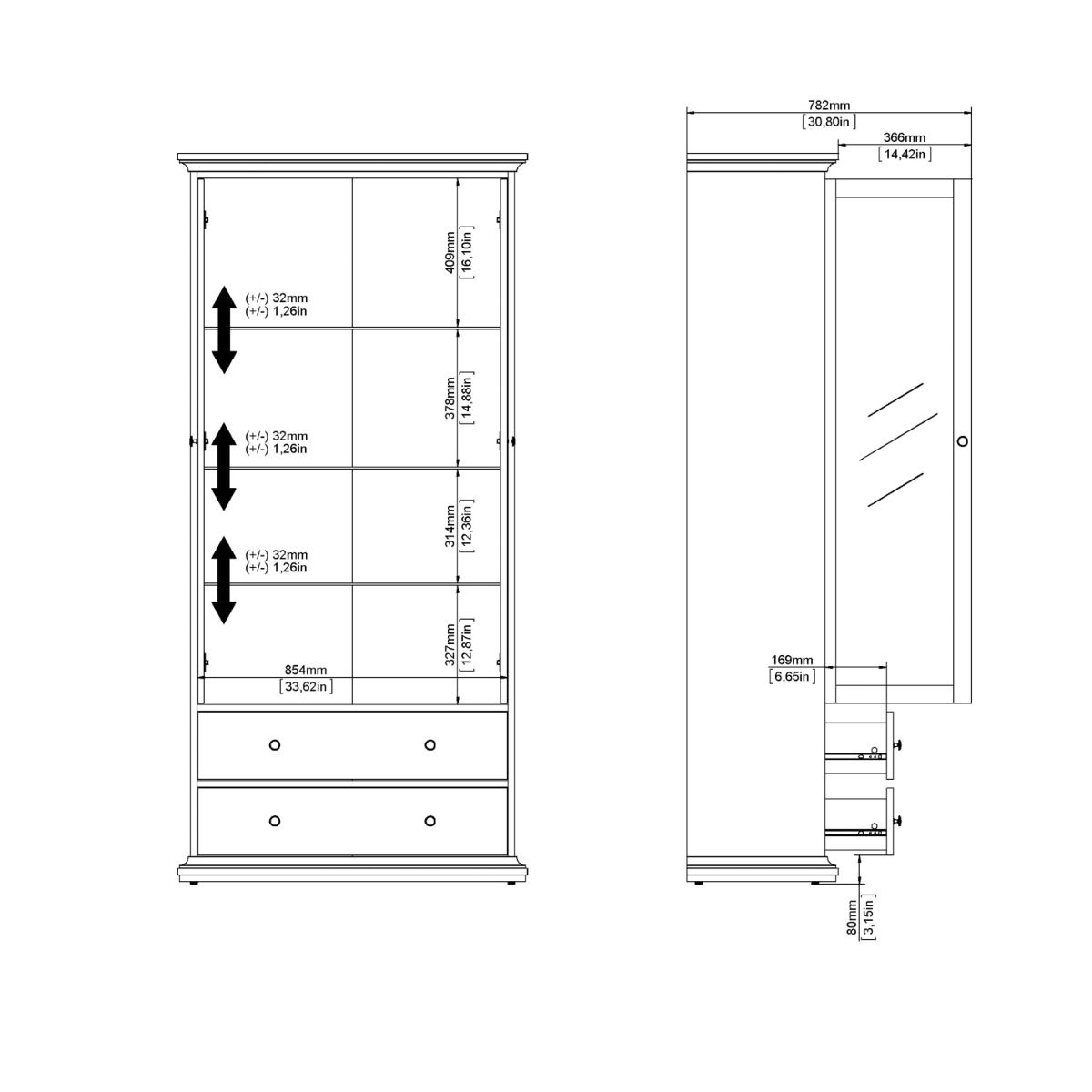 Paris China cabinet in Matt Grey