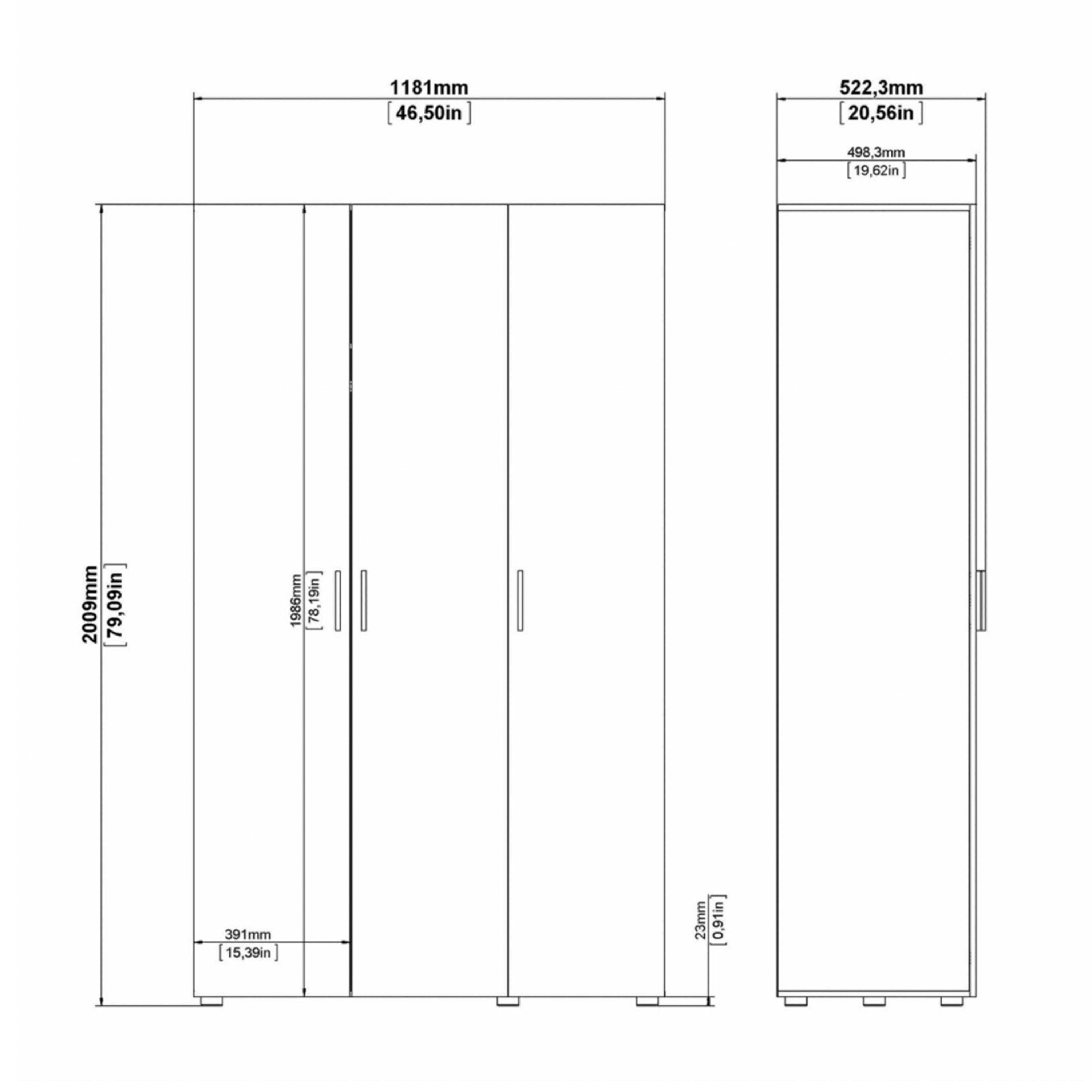 Pepe Wardrobe with 3 Doors in Black