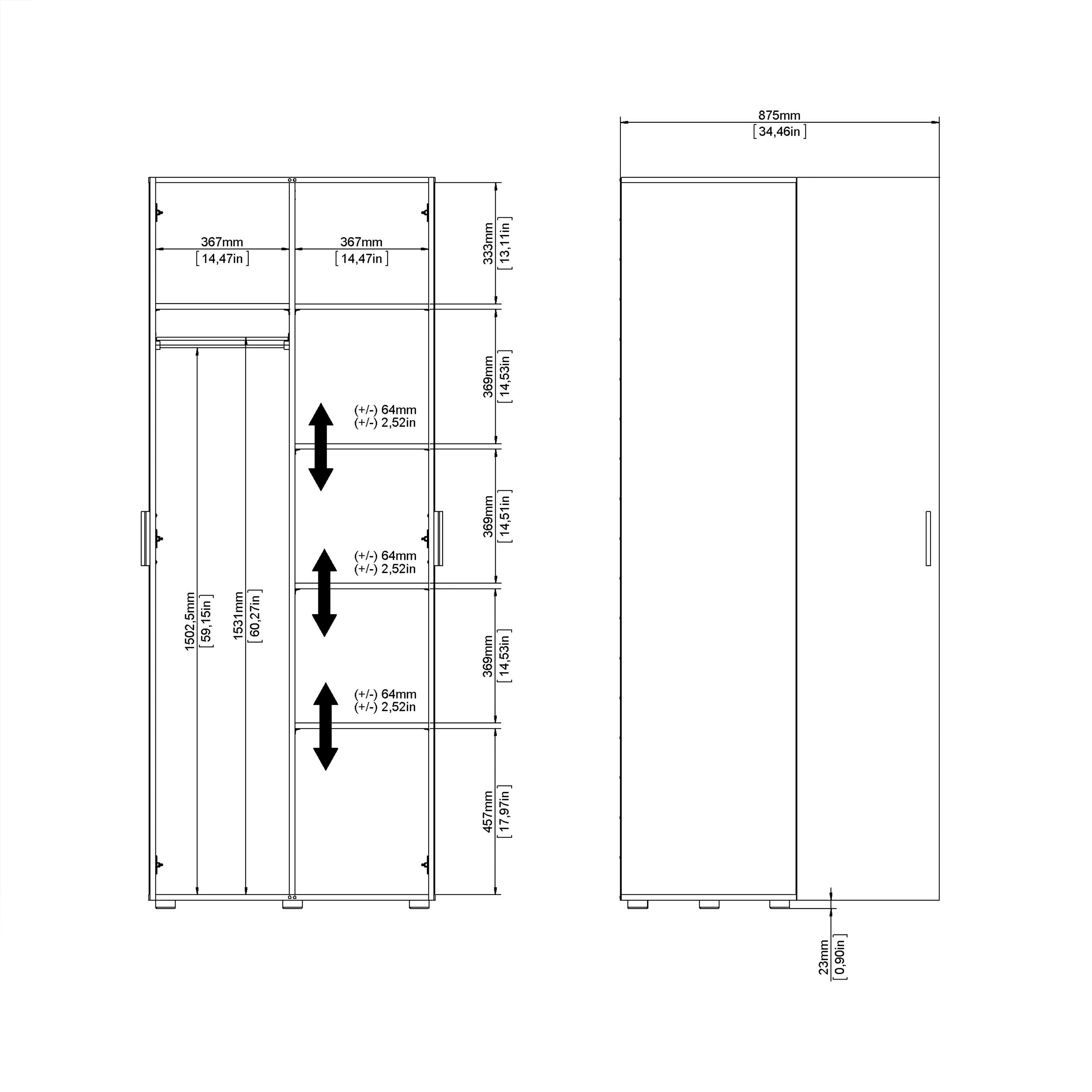 Pepe Wardrobe with 2 Doors in Black
