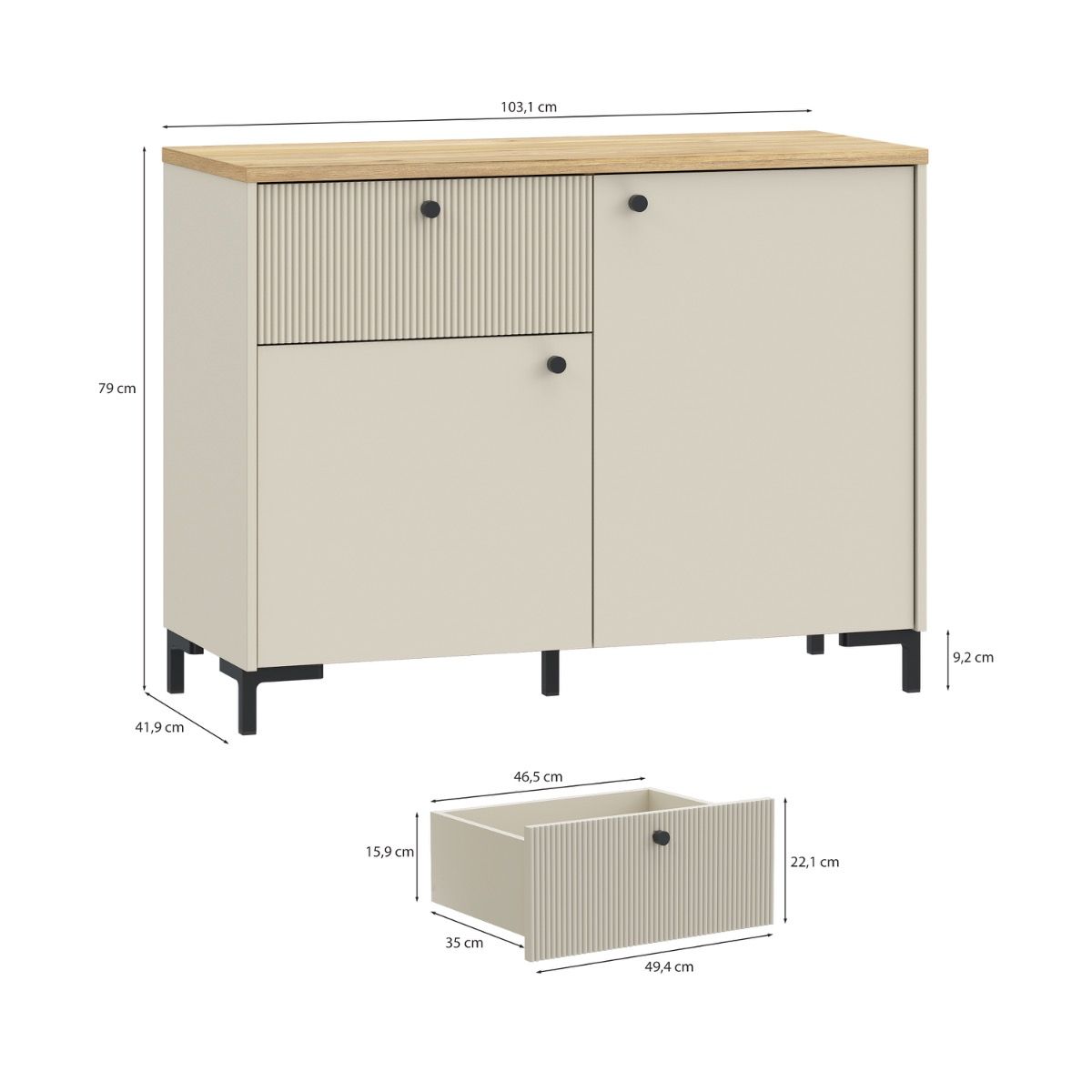 Bixbite Fluted Sideboard in Mauvella Oak & Sand – image 7