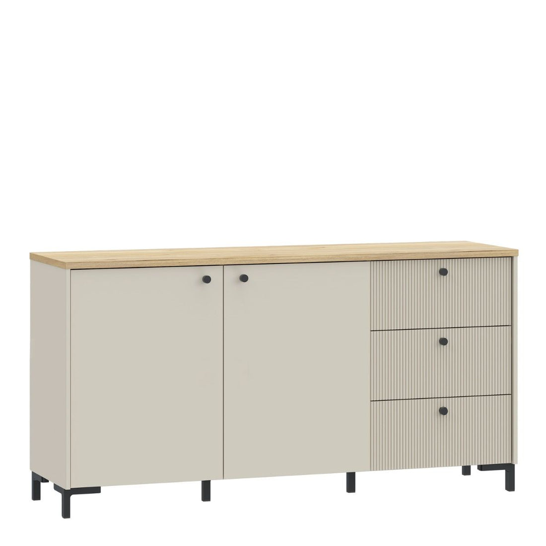 Bixbite Wide Fluted Sideboard in Mauvella Oak & Sand – IOVEM