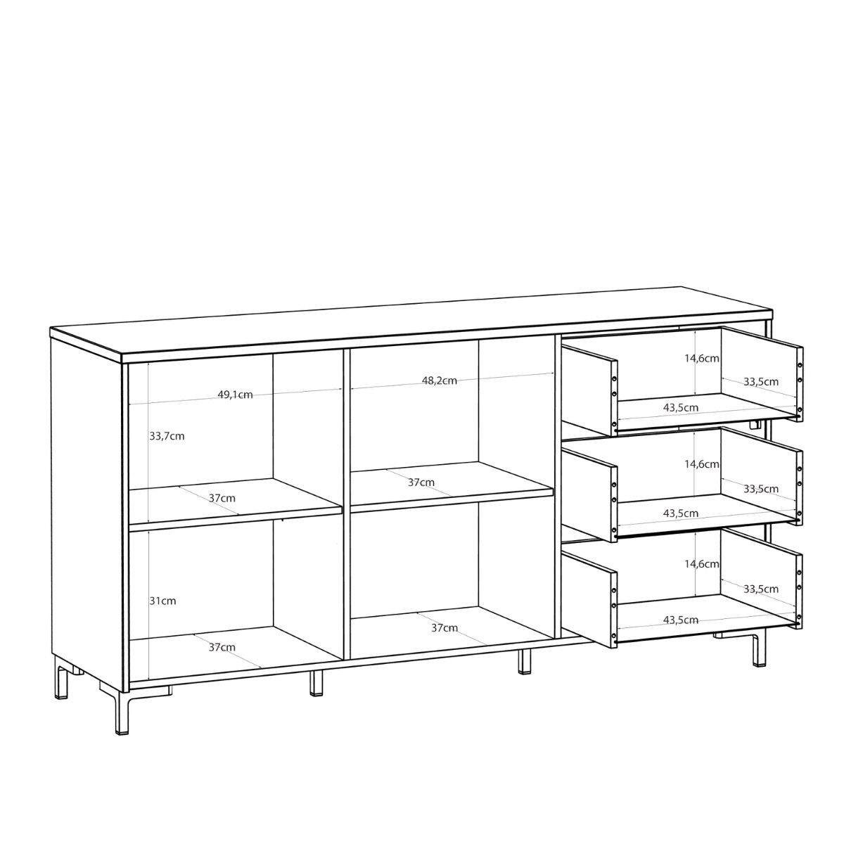 Bixbite Wide Fluted Sideboard in Mauvella Oak & Sand – image 10