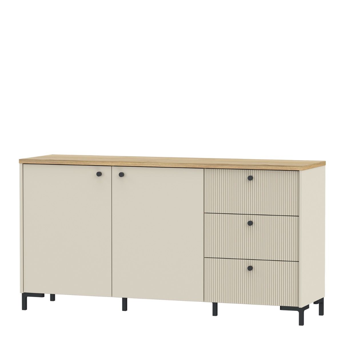 Bixbite Wide Fluted Sideboard in Mauvella Oak & Sand – image 3