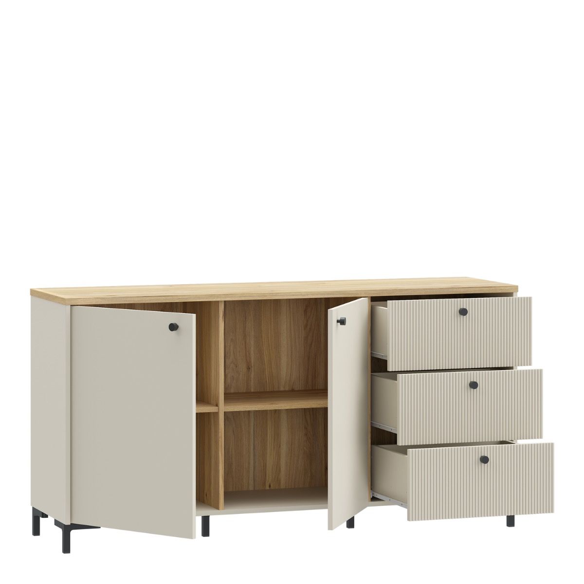 Bixbite Wide Fluted Sideboard in Mauvella Oak & Sand – image 4