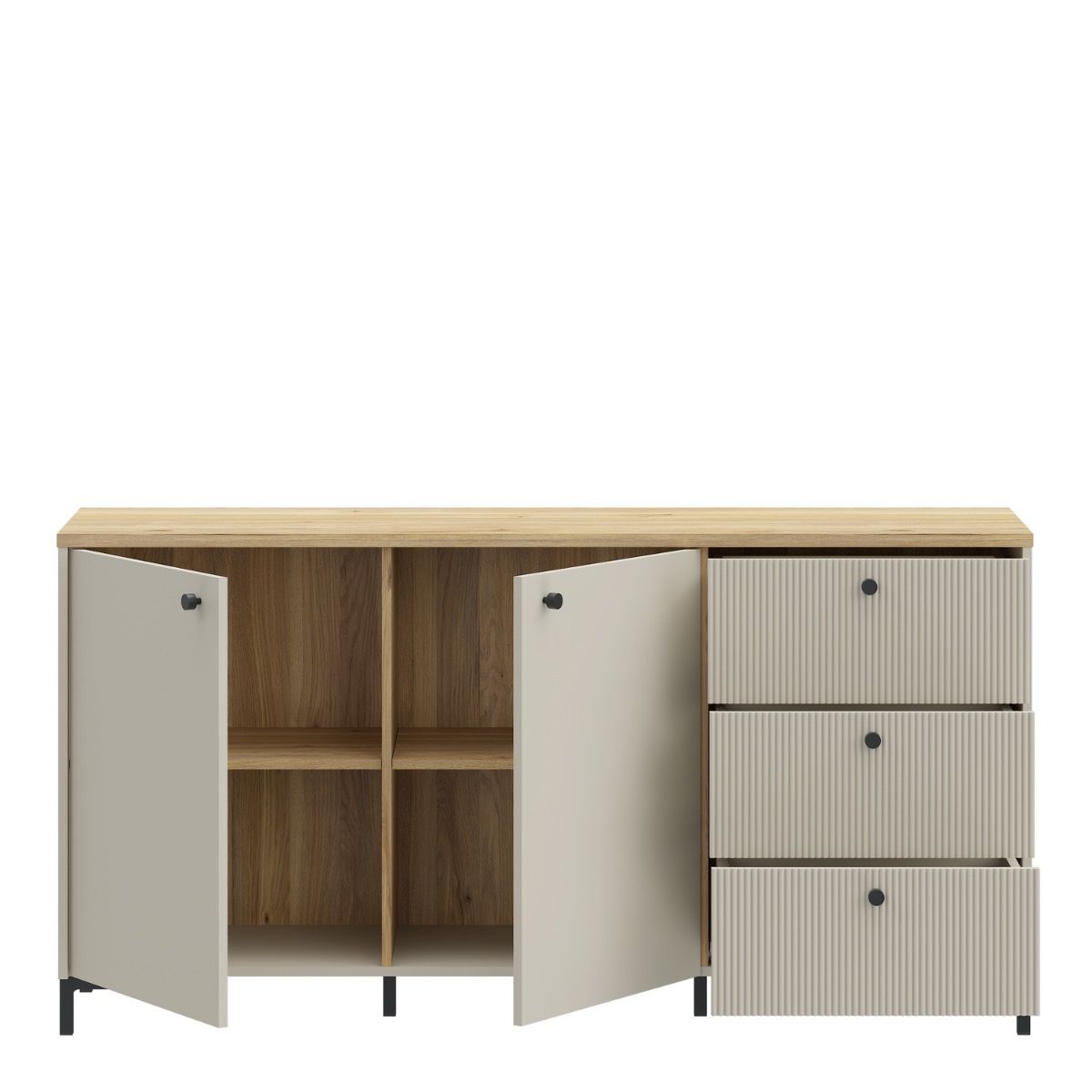 Bixbite Wide Fluted Sideboard in Mauvella Oak & Sand – image 5