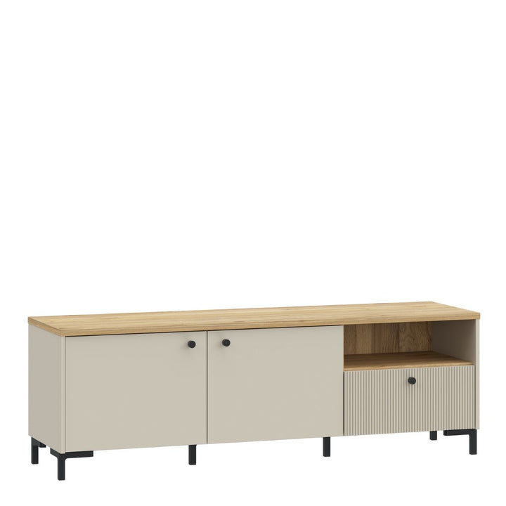 Bixbite Wide Fluted TV Unit in Mauvella Oak & Sand – IOVEM