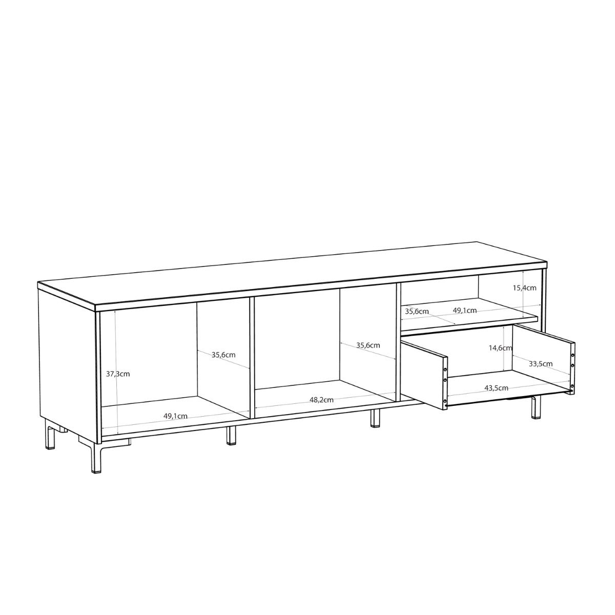 Bixbite Wide Fluted TV Unit in Mauvella Oak & Sand – image 12
