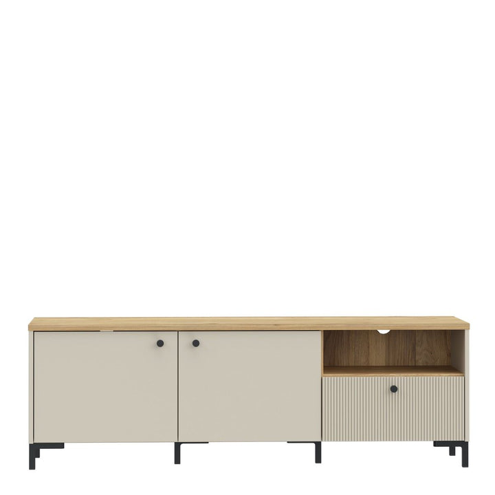 Bixbite Wide Fluted TV Unit in Mauvella Oak & Sand – image 2