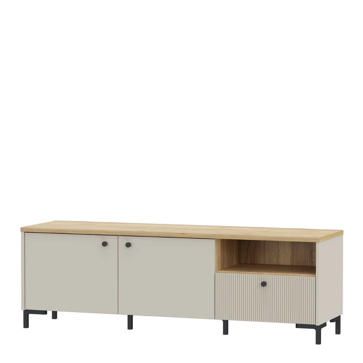 Bixbite Wide Fluted TV Unit in Mauvella Oak & Sand – image 3