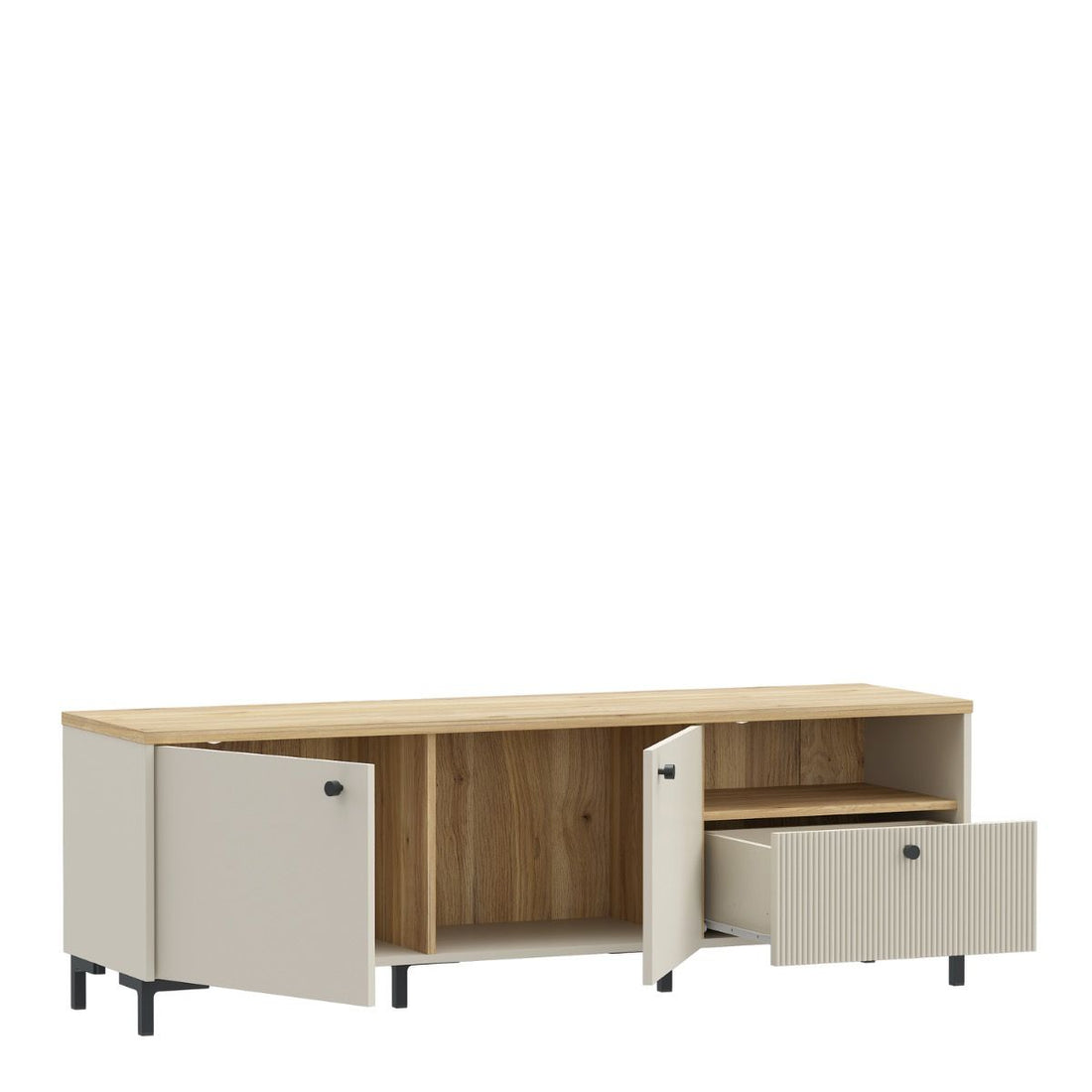Bixbite Wide Fluted TV Unit in Mauvella Oak & Sand – image 4