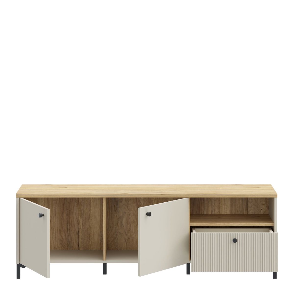 Bixbite Wide Fluted TV Unit in Mauvella Oak & Sand – image 5
