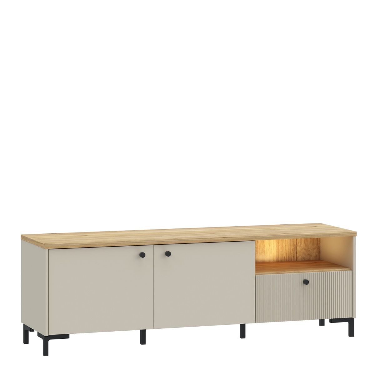 Bixbite Wide Fluted TV Unit in Mauvella Oak & Sand – image 6