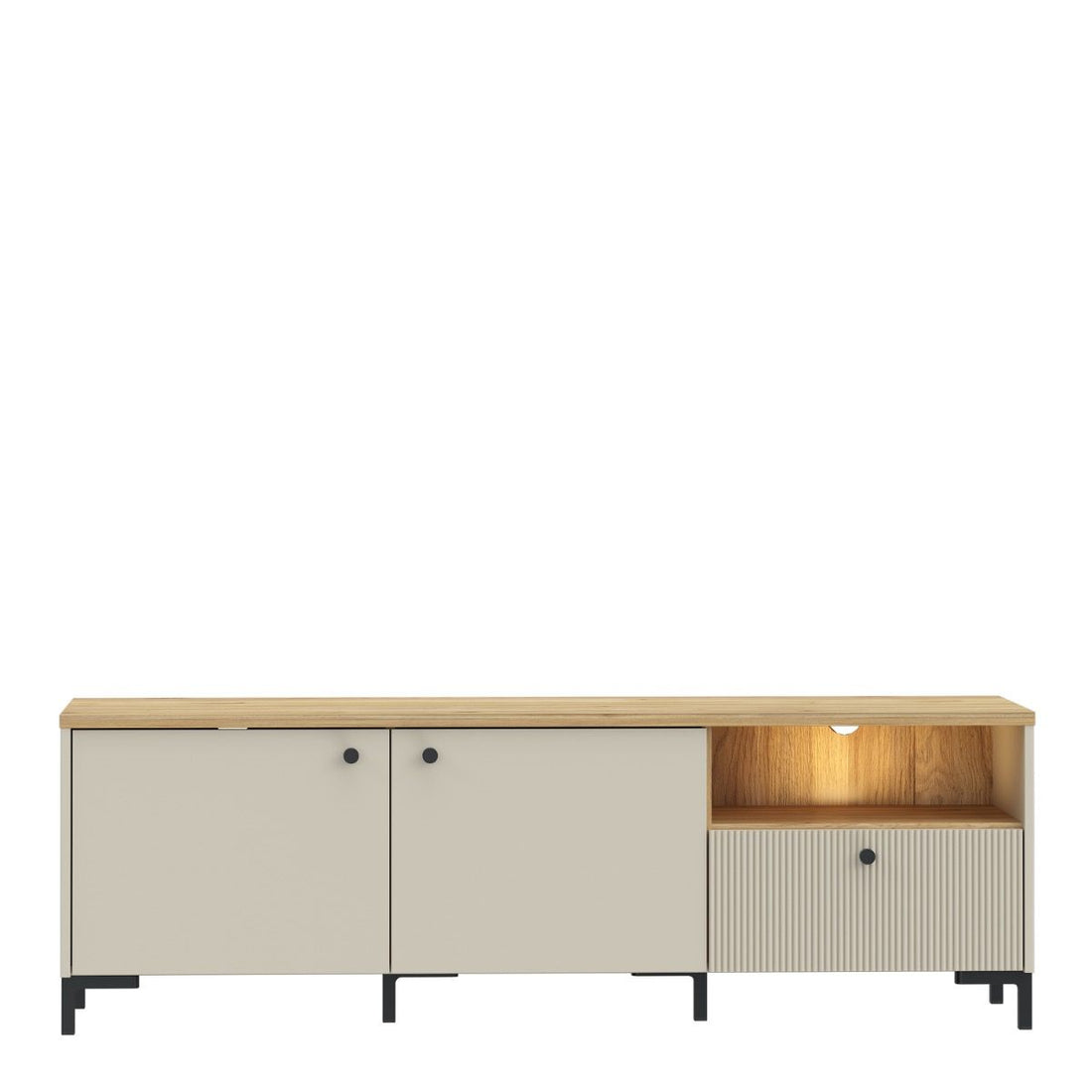 Bixbite Wide Fluted TV Unit in Mauvella Oak & Sand – image 7