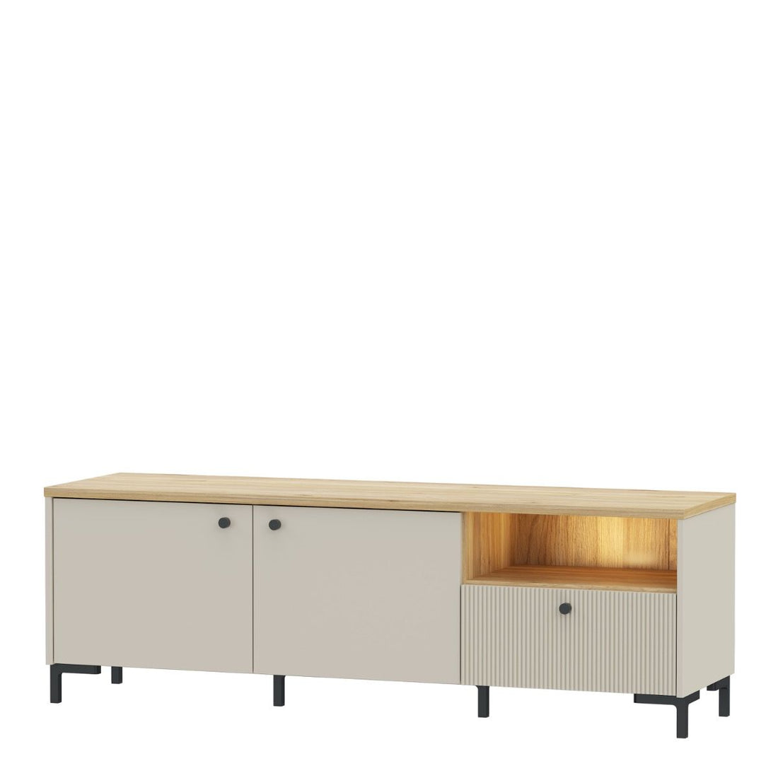 Bixbite Wide Fluted TV Unit in Mauvella Oak & Sand – image 8