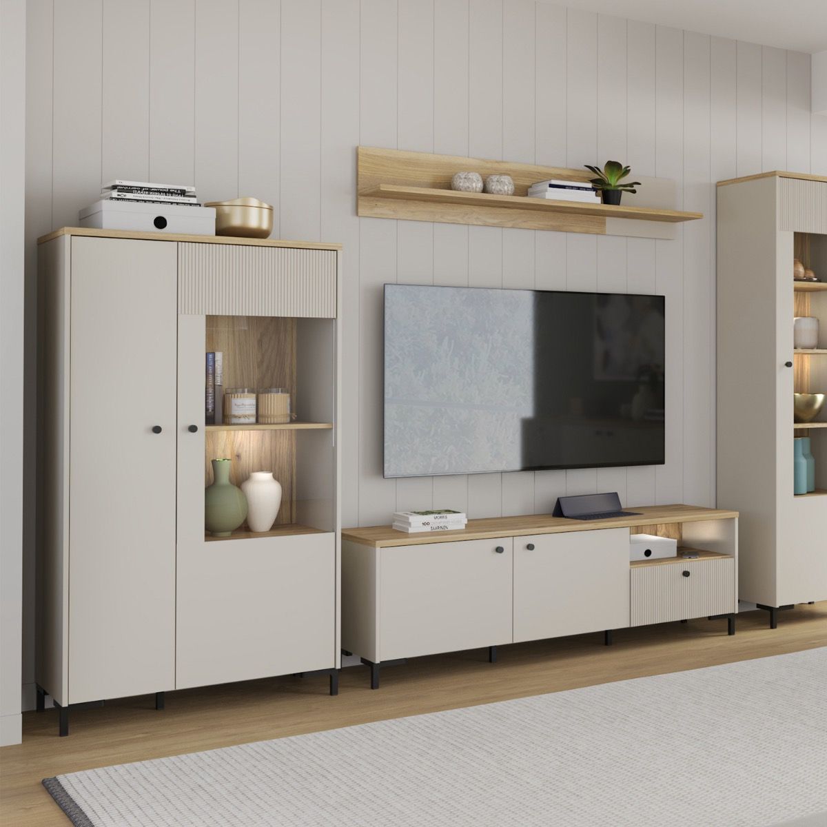 Bixbite Fluted Display Cabinet in Mauvella Oak & Sand – image 10
