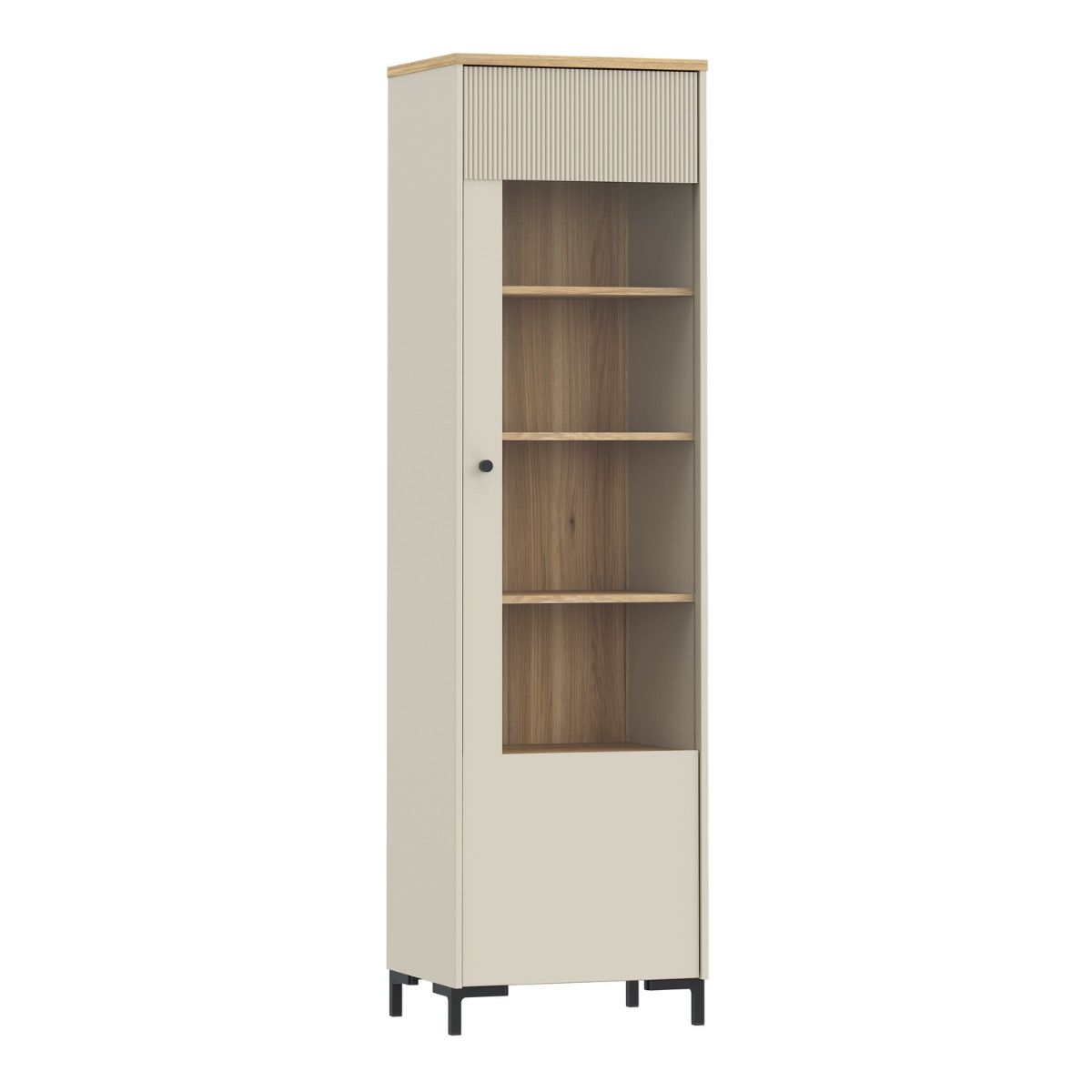 Bixbite Tall Fluted Display Cabinet in Mauvella Oak & Sand – IOVEM