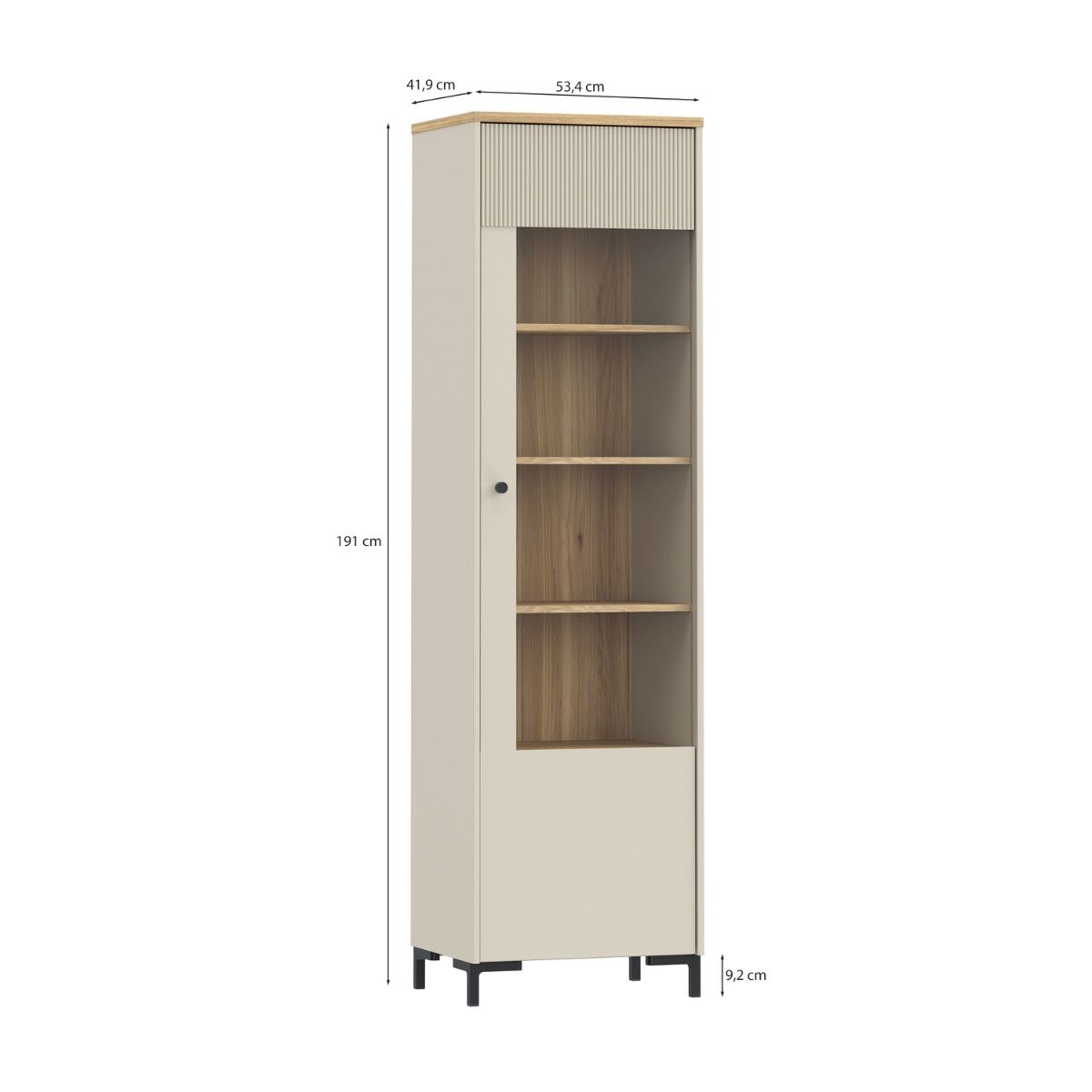 Bixbite Tall Fluted Display Cabinet in Mauvella Oak & Sand – image 12