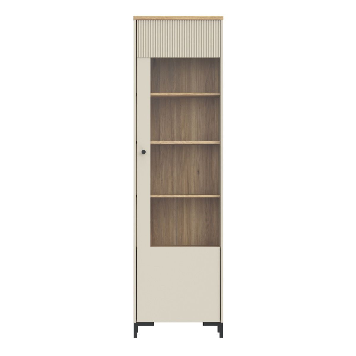 Bixbite Tall Fluted Display Cabinet in Mauvella Oak & Sand – image 2