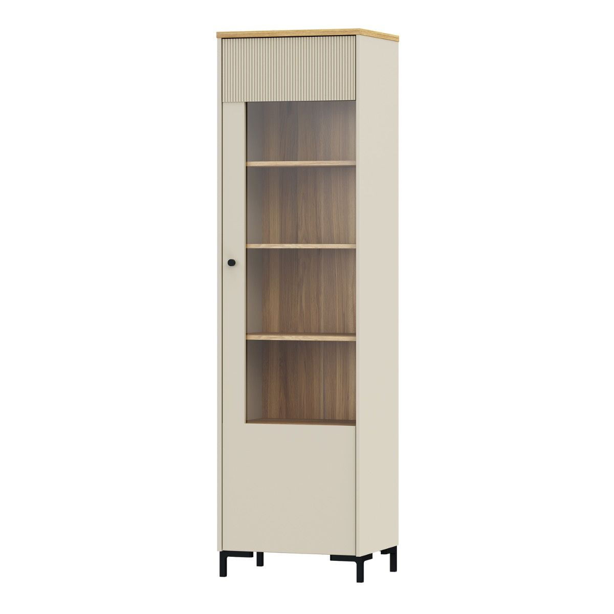 Bixbite Tall Fluted Display Cabinet in Mauvella Oak & Sand – image 3