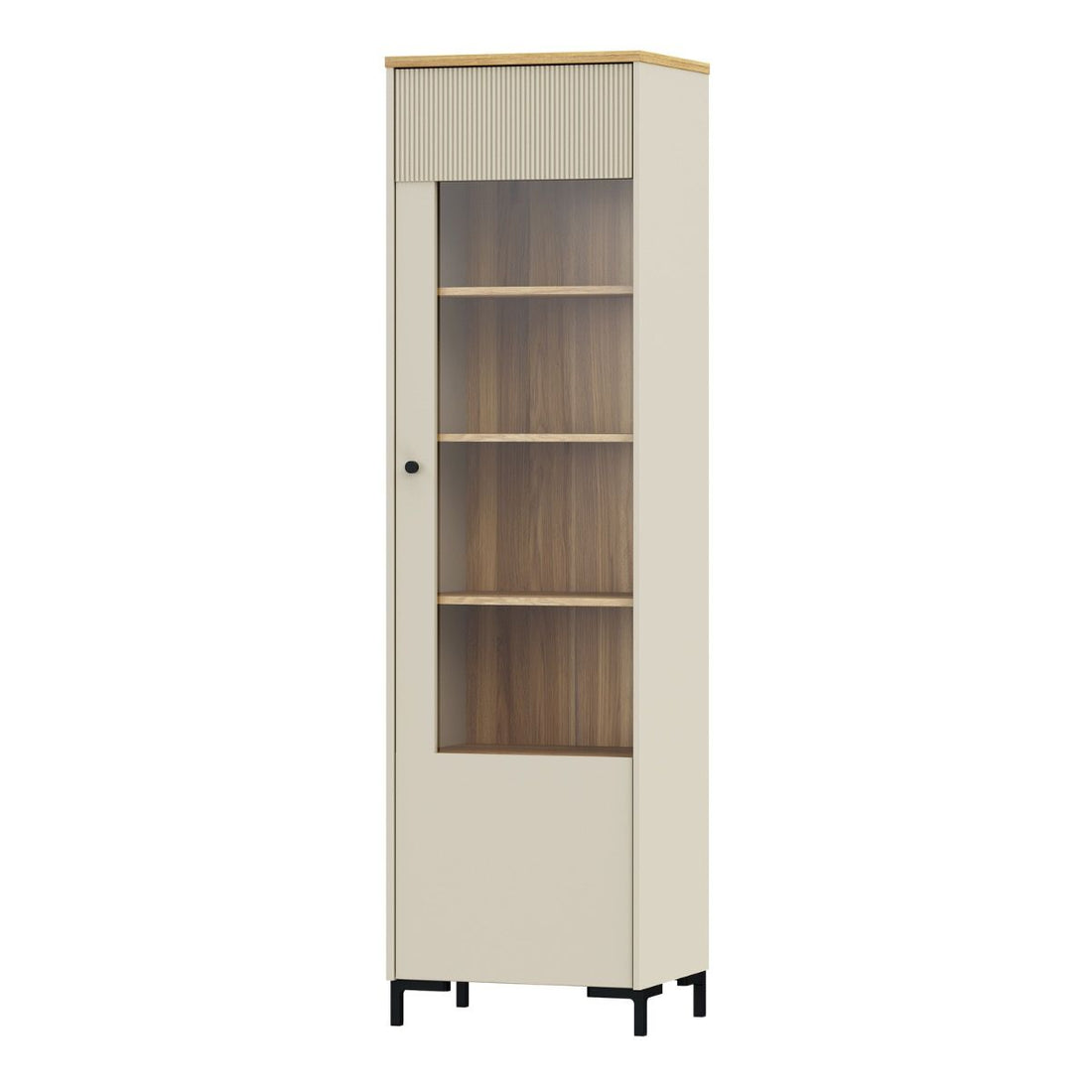 Bixbite Tall Fluted Display Cabinet in Mauvella Oak & Sand – image 3