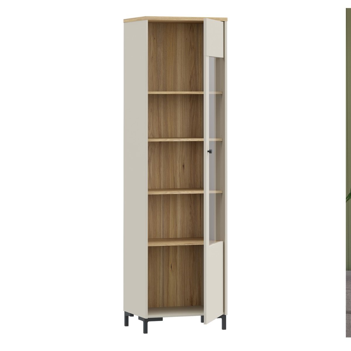 Bixbite Tall Fluted Display Cabinet in Mauvella Oak & Sand – image 4