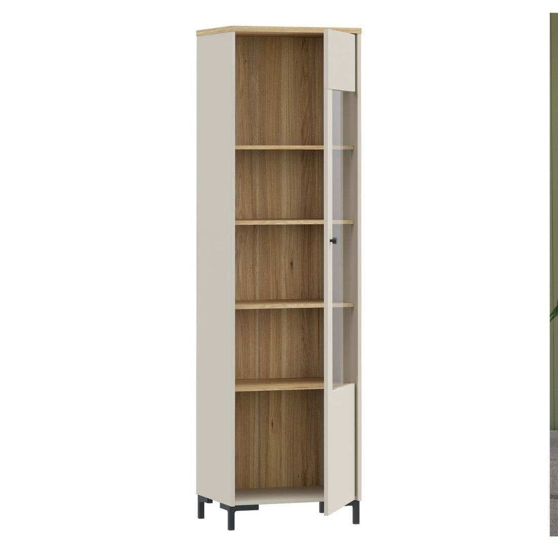 Bixbite Tall Fluted Display Cabinet in Mauvella Oak & Sand – image 4