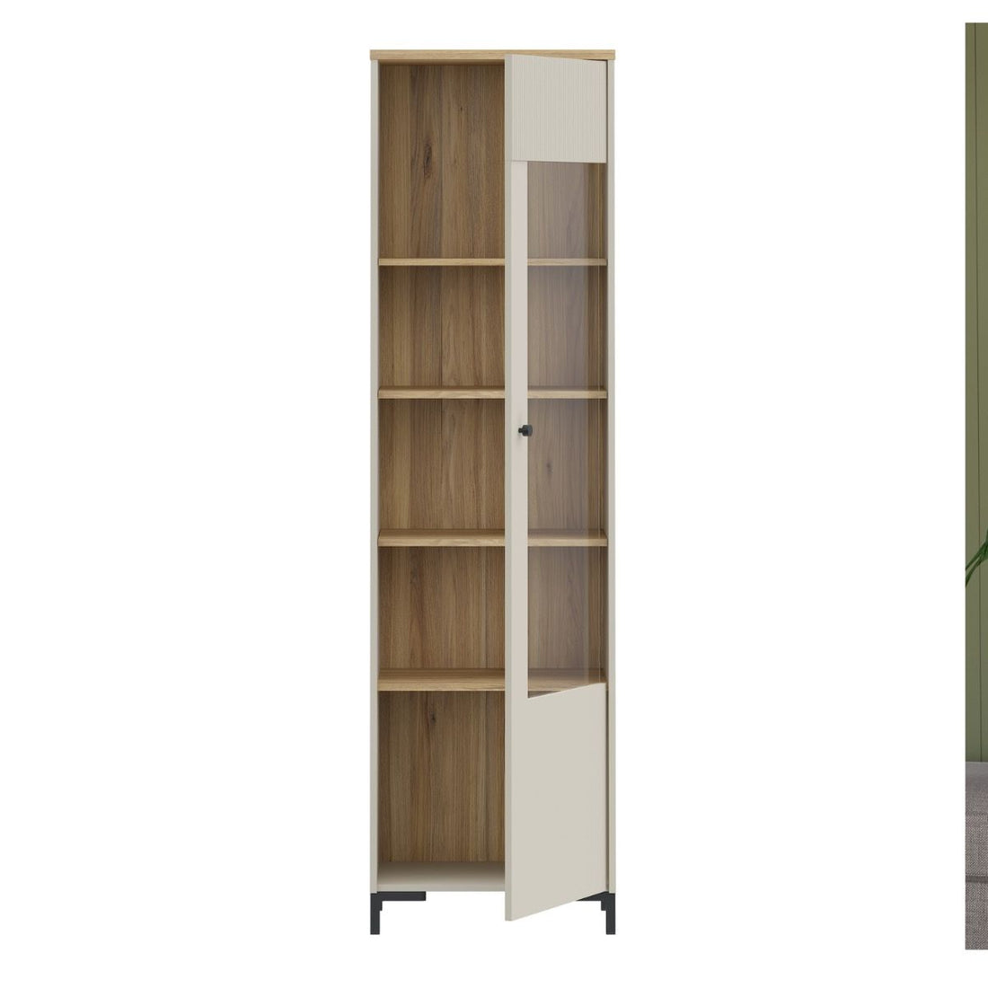 Bixbite Tall Fluted Display Cabinet in Mauvella Oak & Sand – image 5