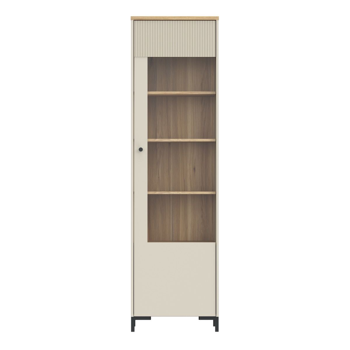 Bixbite Tall Fluted Display Cabinet in Mauvella Oak & Sand – image 6