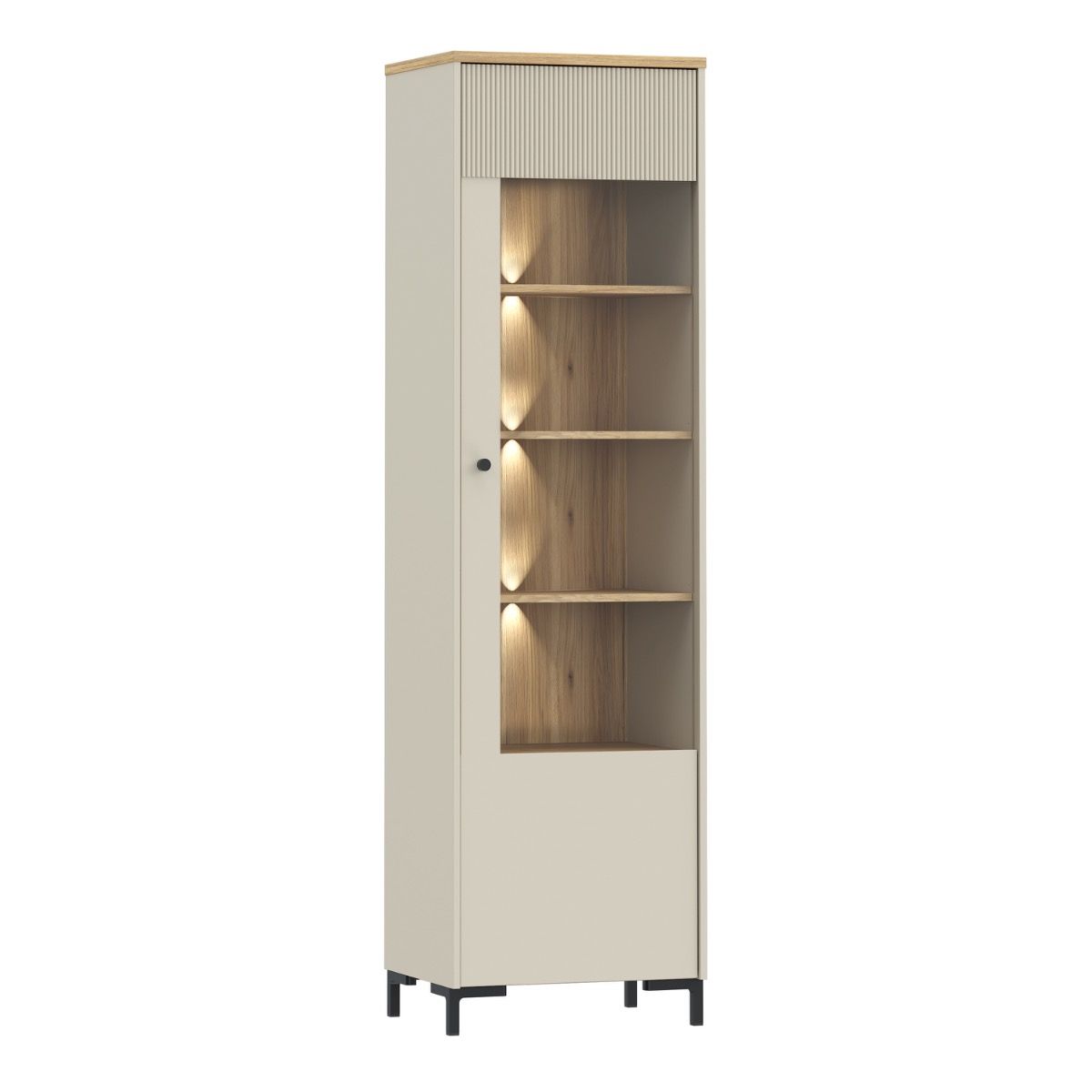 Bixbite Tall Fluted Display Cabinet in Mauvella Oak & Sand – image 7