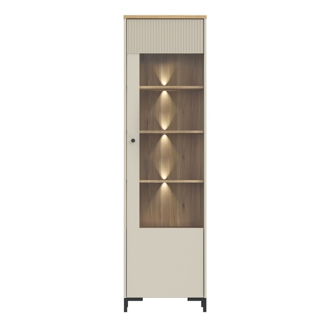 Bixbite Tall Fluted Display Cabinet in Mauvella Oak & Sand – image 8