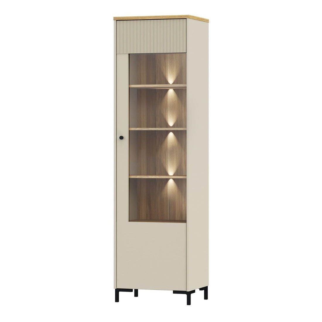 Bixbite Tall Fluted Display Cabinet in Mauvella Oak & Sand – image 9
