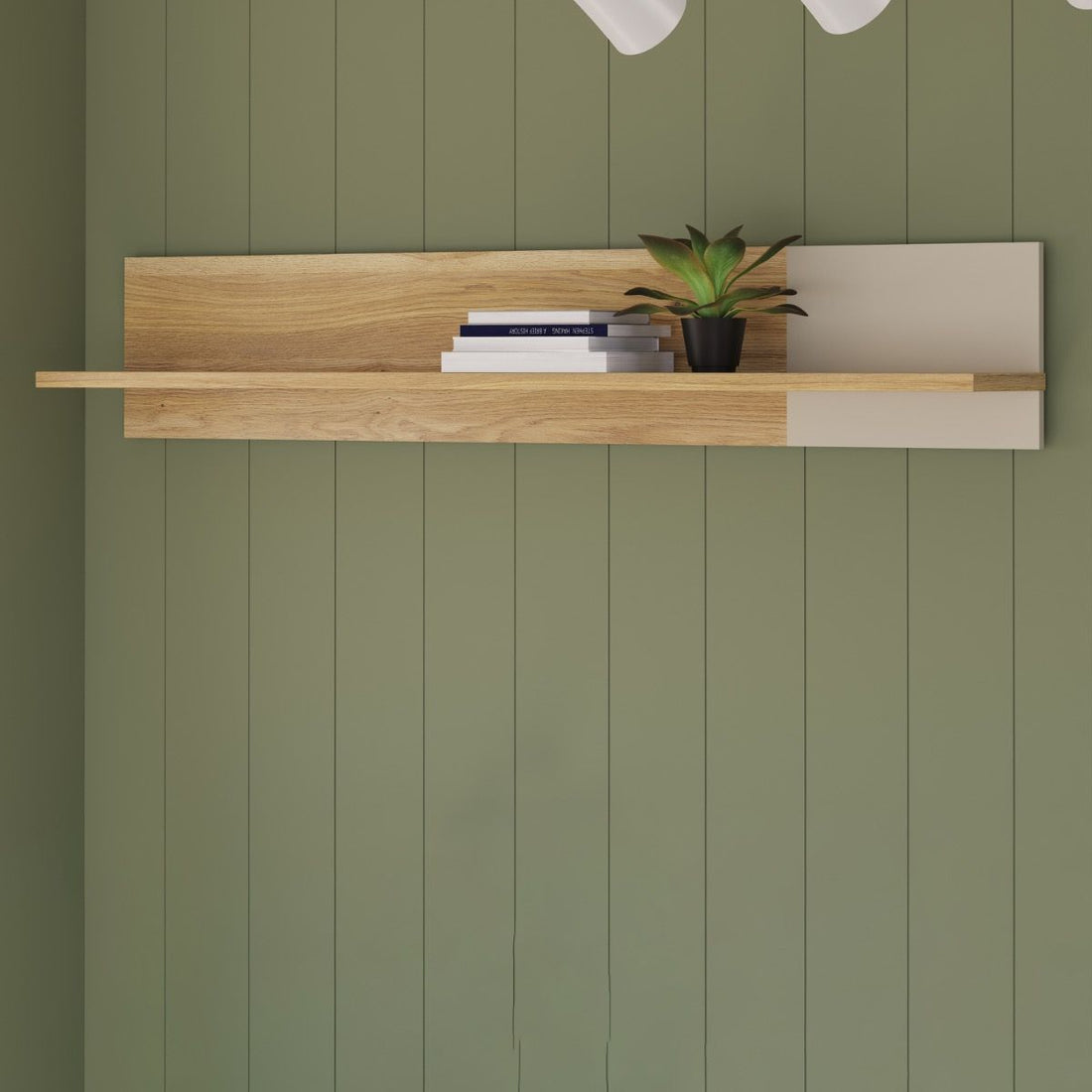 Bixbite Wall Shelf with Sliding Panel in Mauvella Oak & Sand – image 4