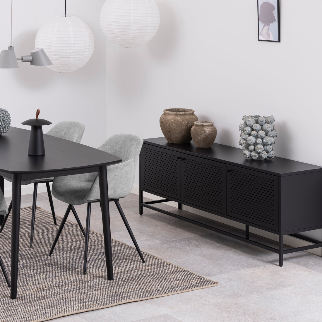 Manchester 3 Door Sideboard in Matt Black