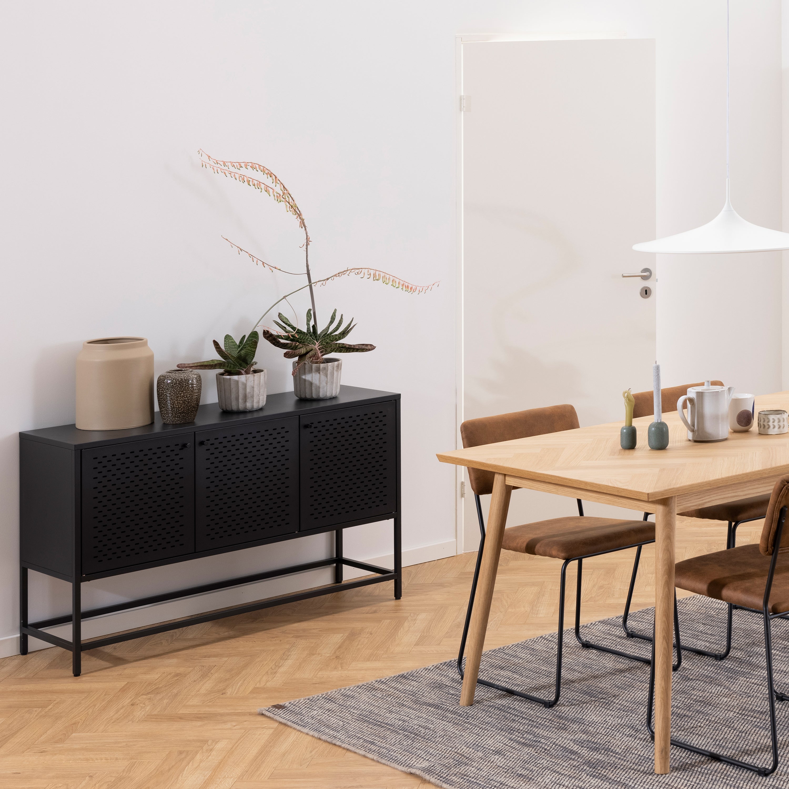 Manchester 3 Door Raised Sideboard in Matt Black