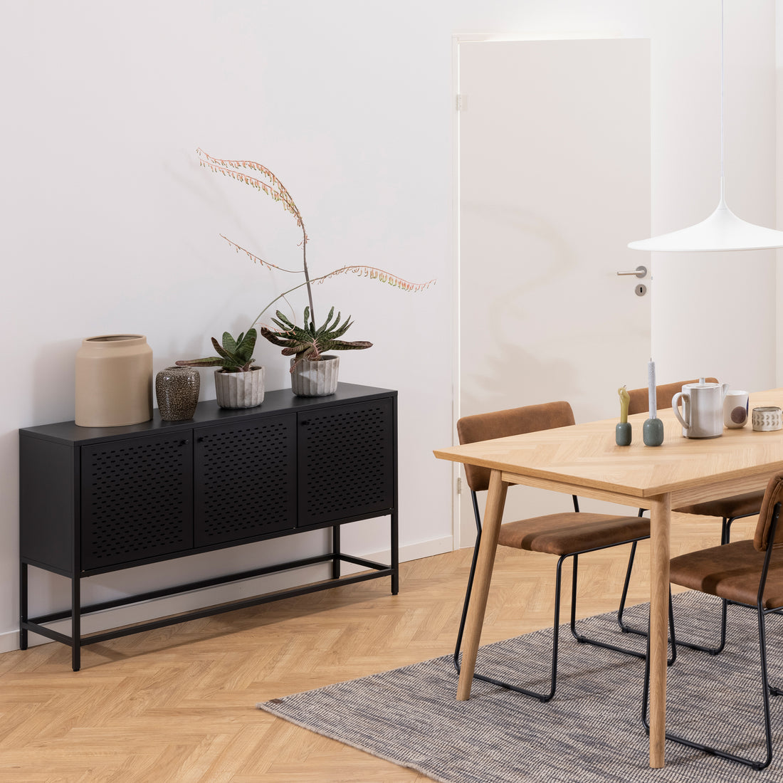 Manchester 3 Door Raised Sideboard in Matt Black
