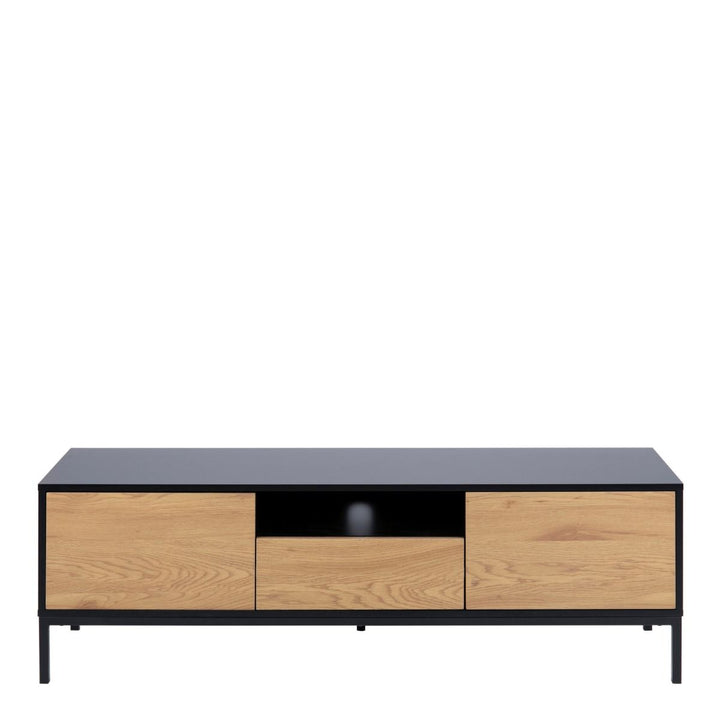 Seaford TV Unit 2 Doors 1 Drawer in Black & Oak
