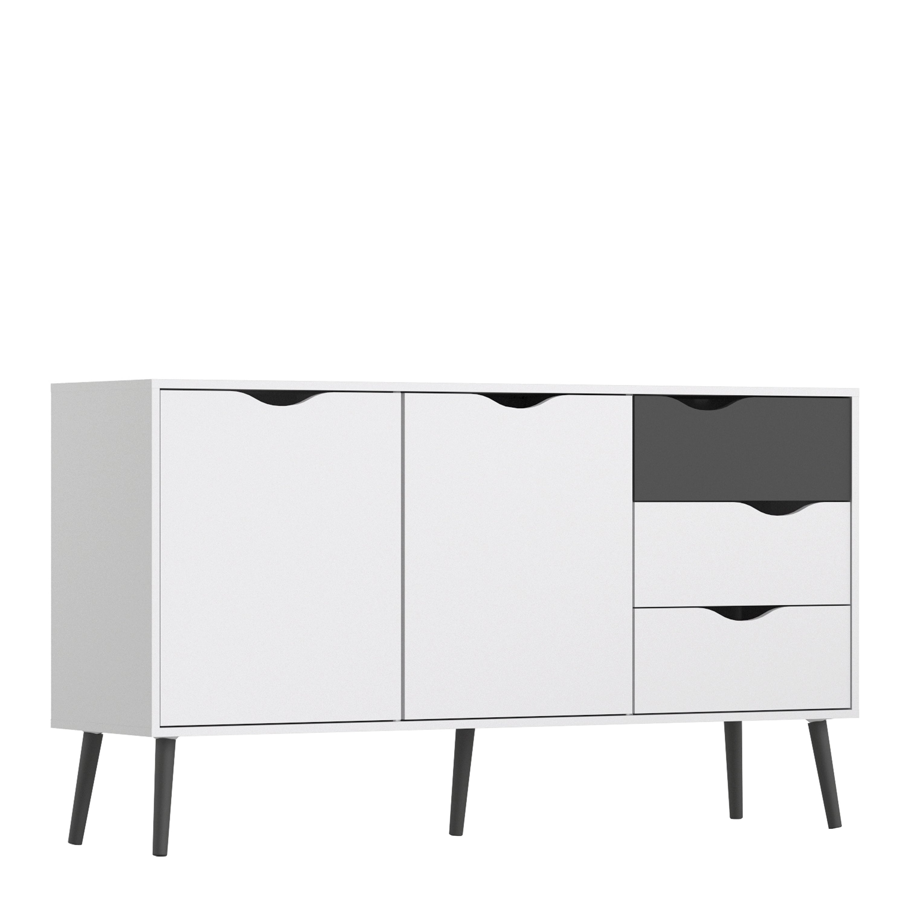 Oslo Sideboard - Large - 3 Drawers 2 Doors in White and Black Matt