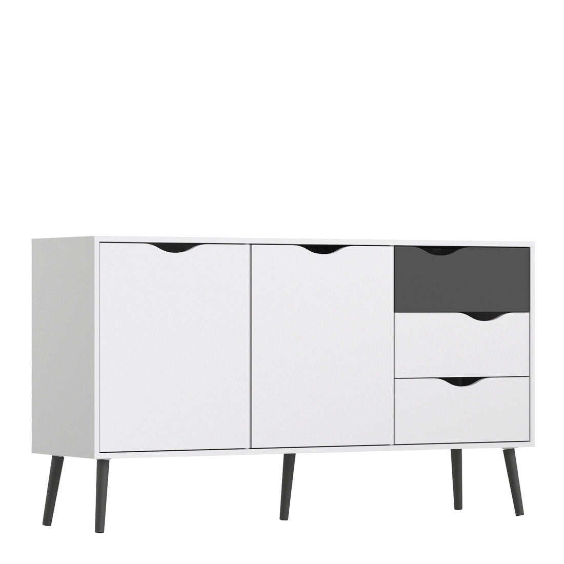 Oslo Sideboard - Large - 3 Drawers 2 Doors in White and Black Matt