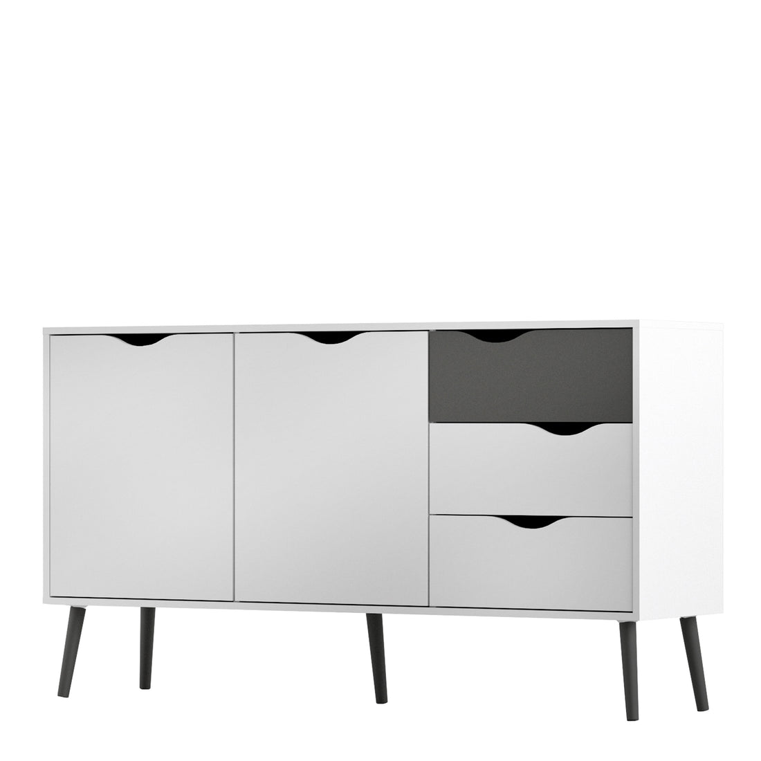 Oslo Sideboard - Large - 3 Drawers 2 Doors in White and Black Matt