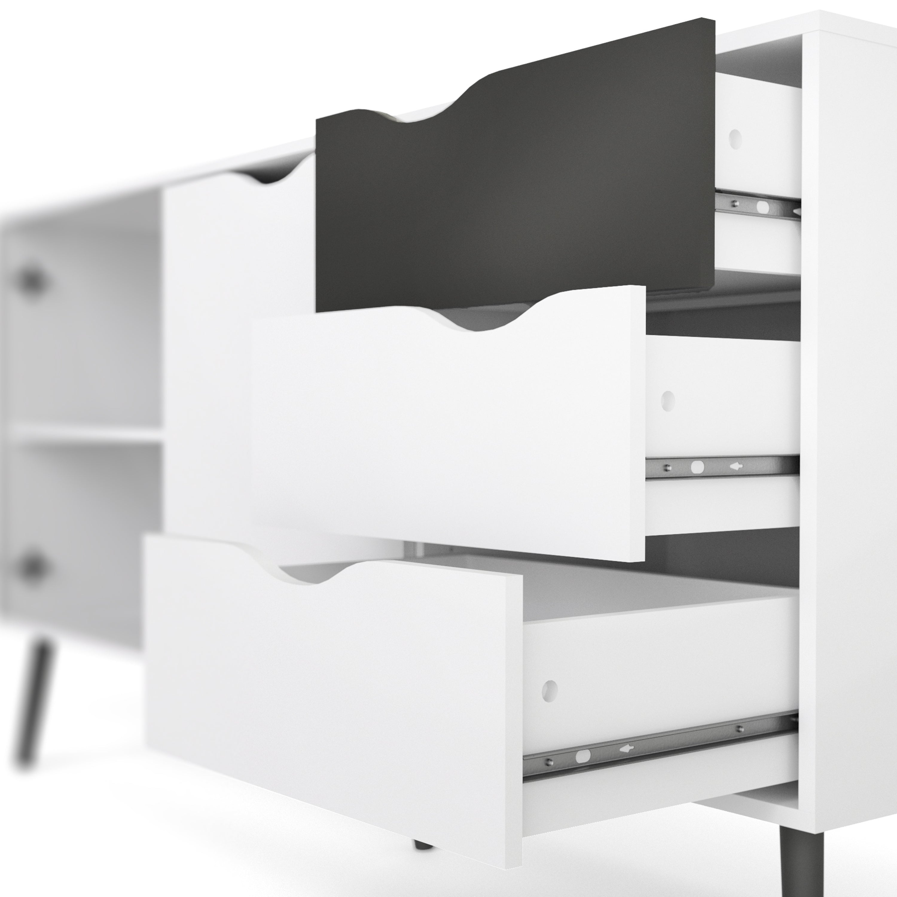 Oslo Sideboard - Large - 3 Drawers 2 Doors in White and Black Matt