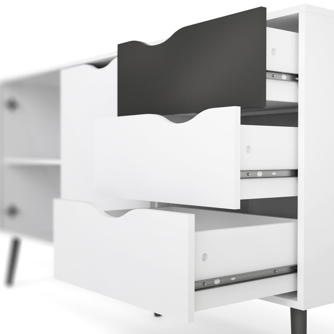 Oslo Sideboard - Large - 3 Drawers 2 Doors in White and Black Matt