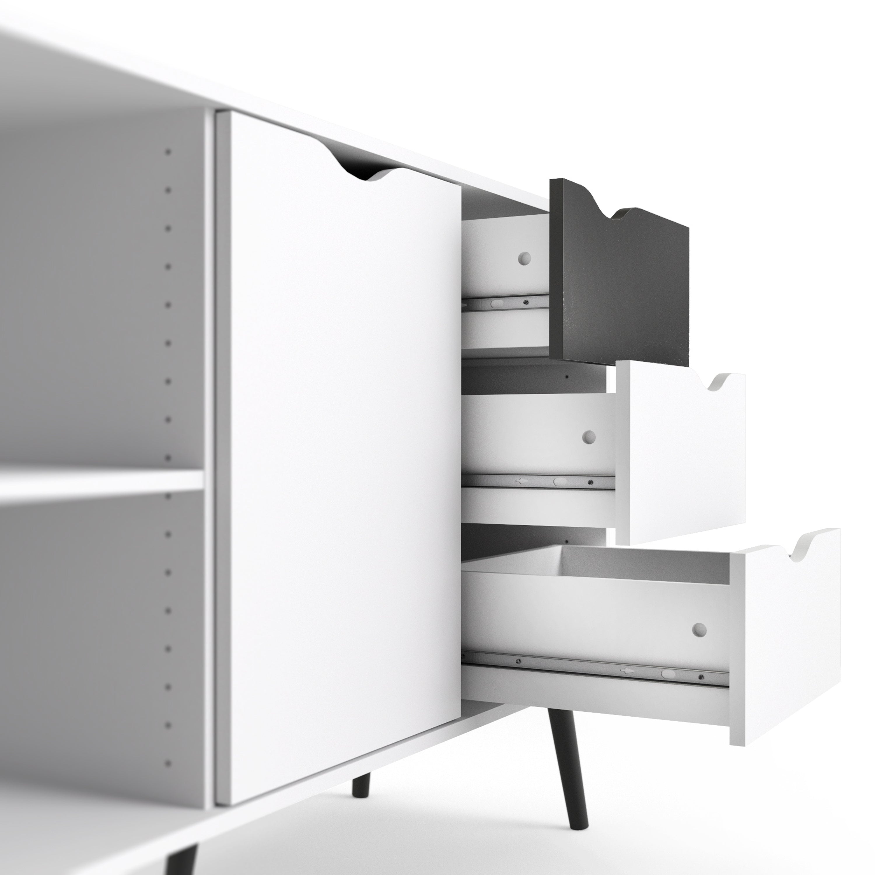 Oslo Sideboard - Large - 3 Drawers 2 Doors in White and Black Matt