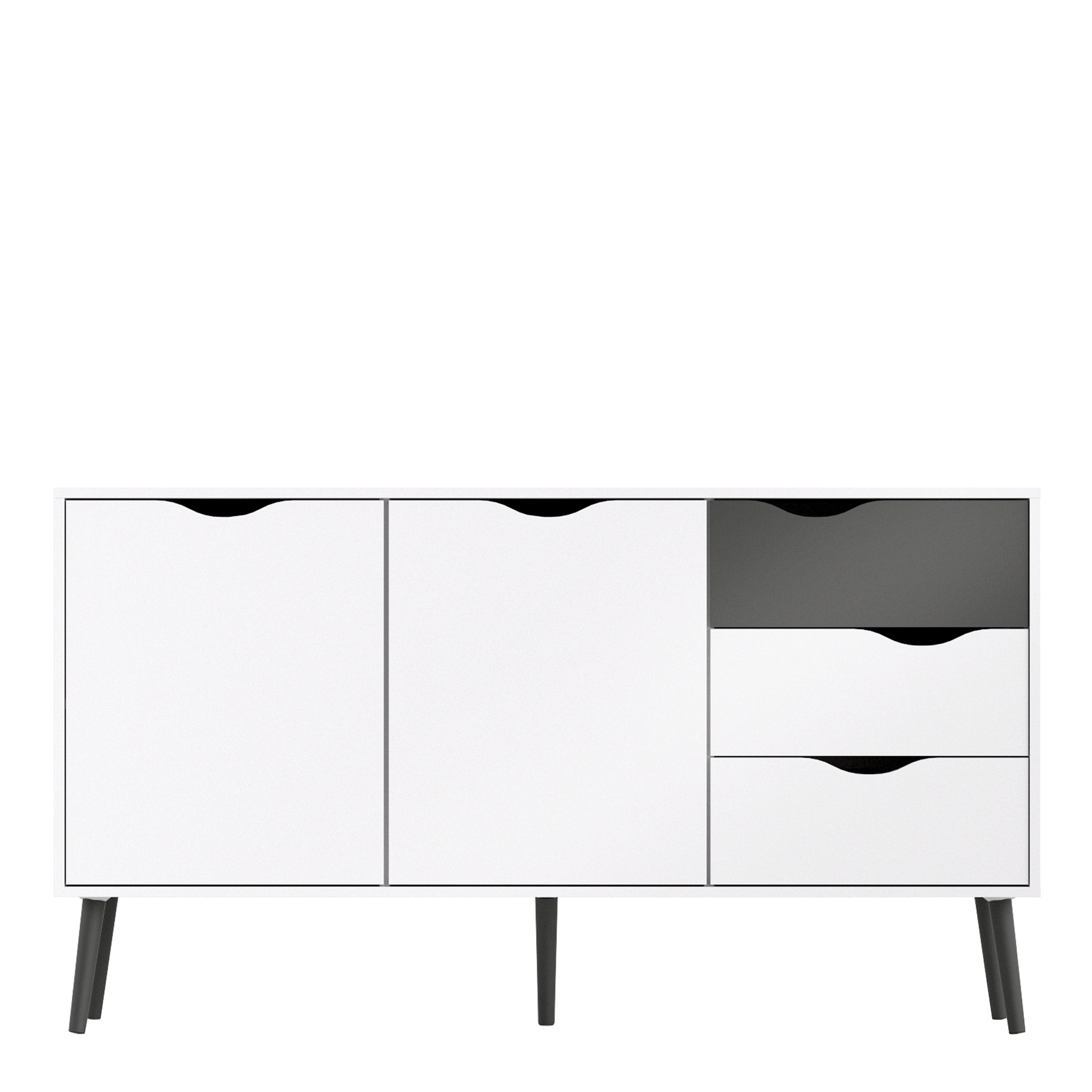 Oslo Sideboard - Large - 3 Drawers 2 Doors in White and Black Matt