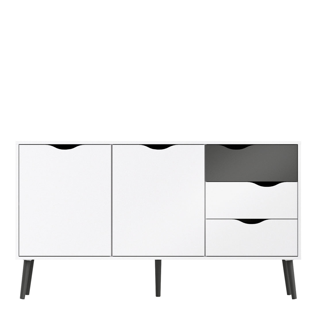 Oslo Sideboard - Large - 3 Drawers 2 Doors in White and Black Matt
