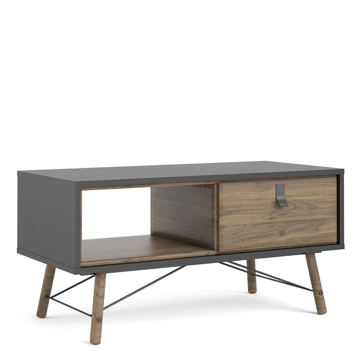 Ry Coffee table with 1 drawer in Matt Black Walnut.