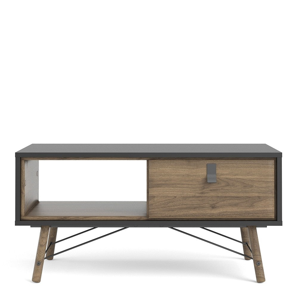 Ry Coffee table with 1 drawer in Matt Black Walnut.